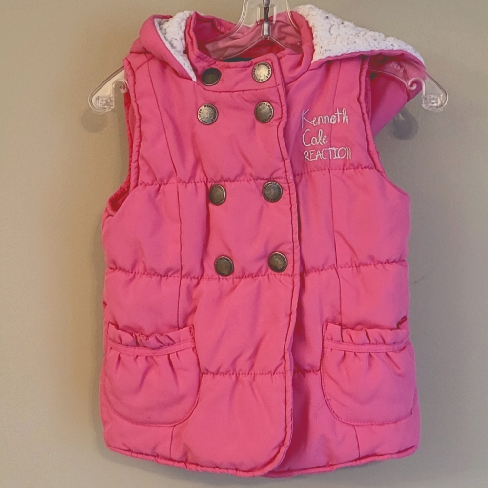 Kenneth Cole Reaction pink hooded puffer vest
